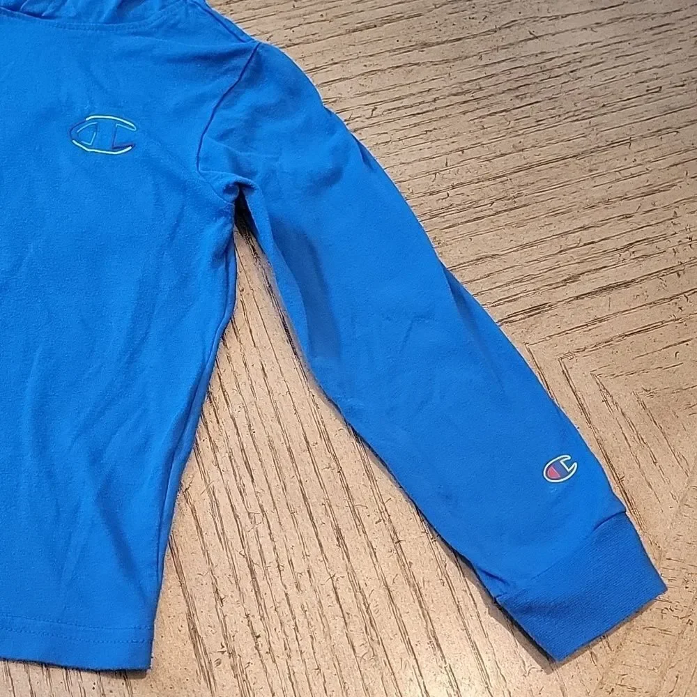 Blue Champion long sleeve hooded t shirt size 6
